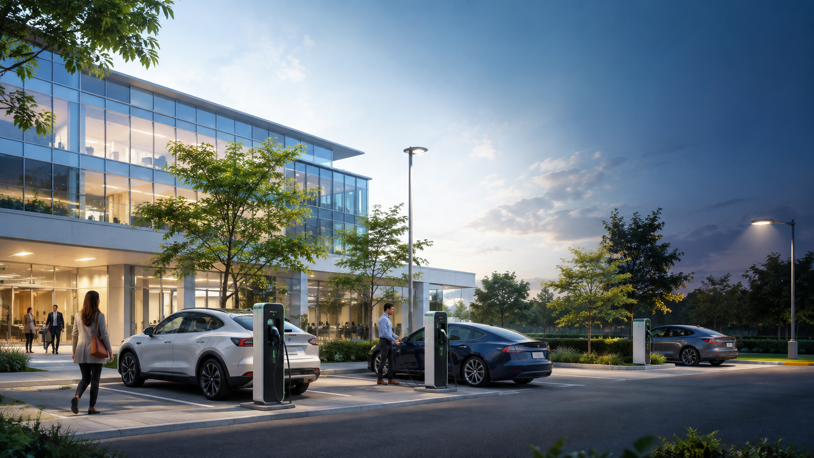 Workplace charging access can be organized around employees, visitors and after-hours public use.