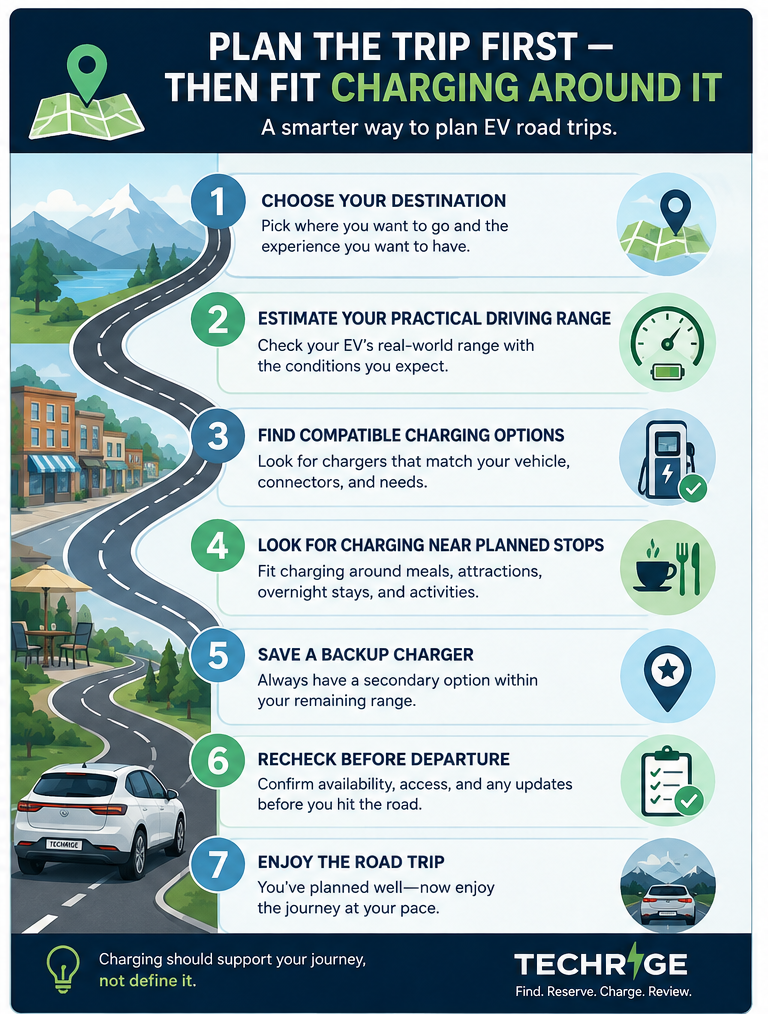 EV road-trip planning works best when charging supports the journey instead of becoming the entire journey.