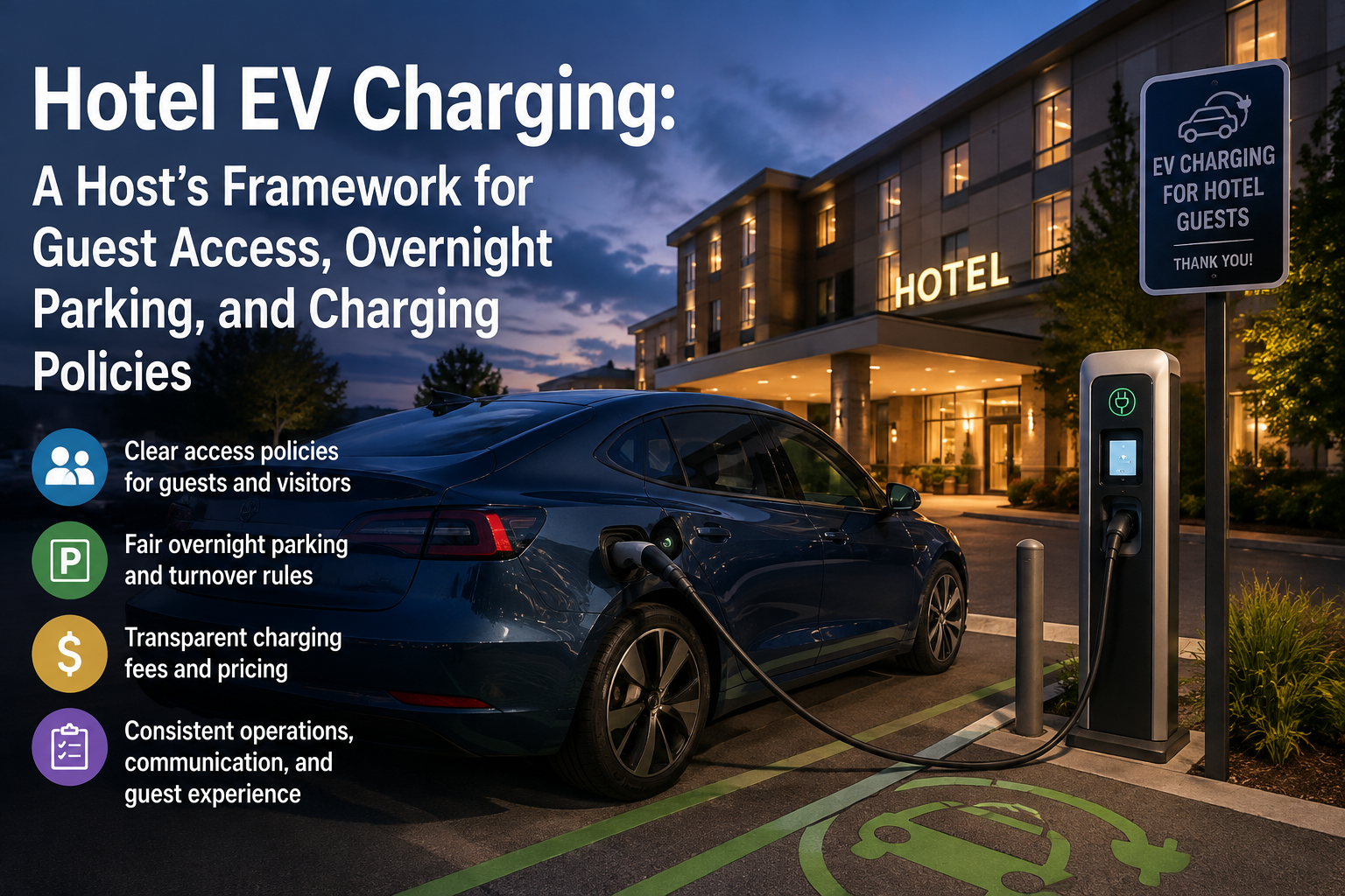 Hotel EV Charging: A Host’s Framework for Guest Access, Overnight Parking, and Charging Policies